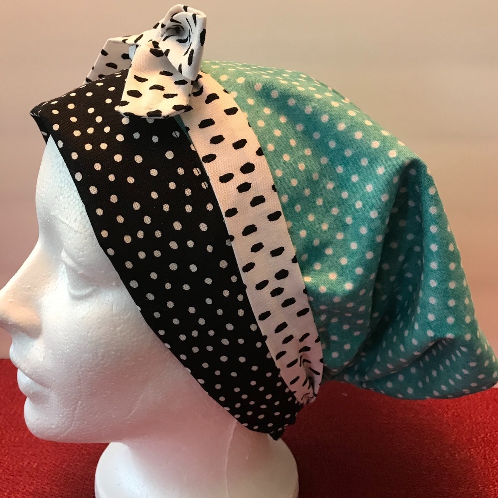 HANDMADE SCRUB CAP/HAT * REVERSIBLE * LONG TIES